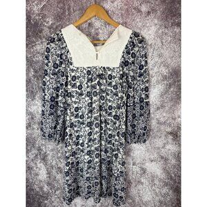 One September Anthropologie Dress womens XS Blue Coquille Floral Cottage Shift